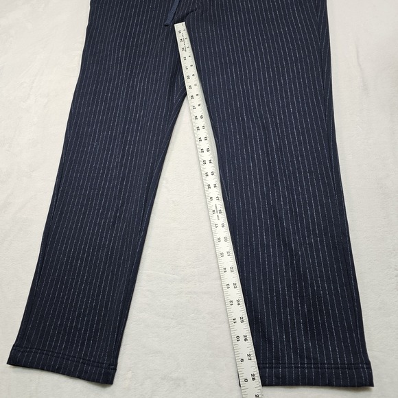 Vince Joggers Pants Men L Navy White Pin Stripe Drawstring Tapered Casual Lounge - Picture 6 of 11